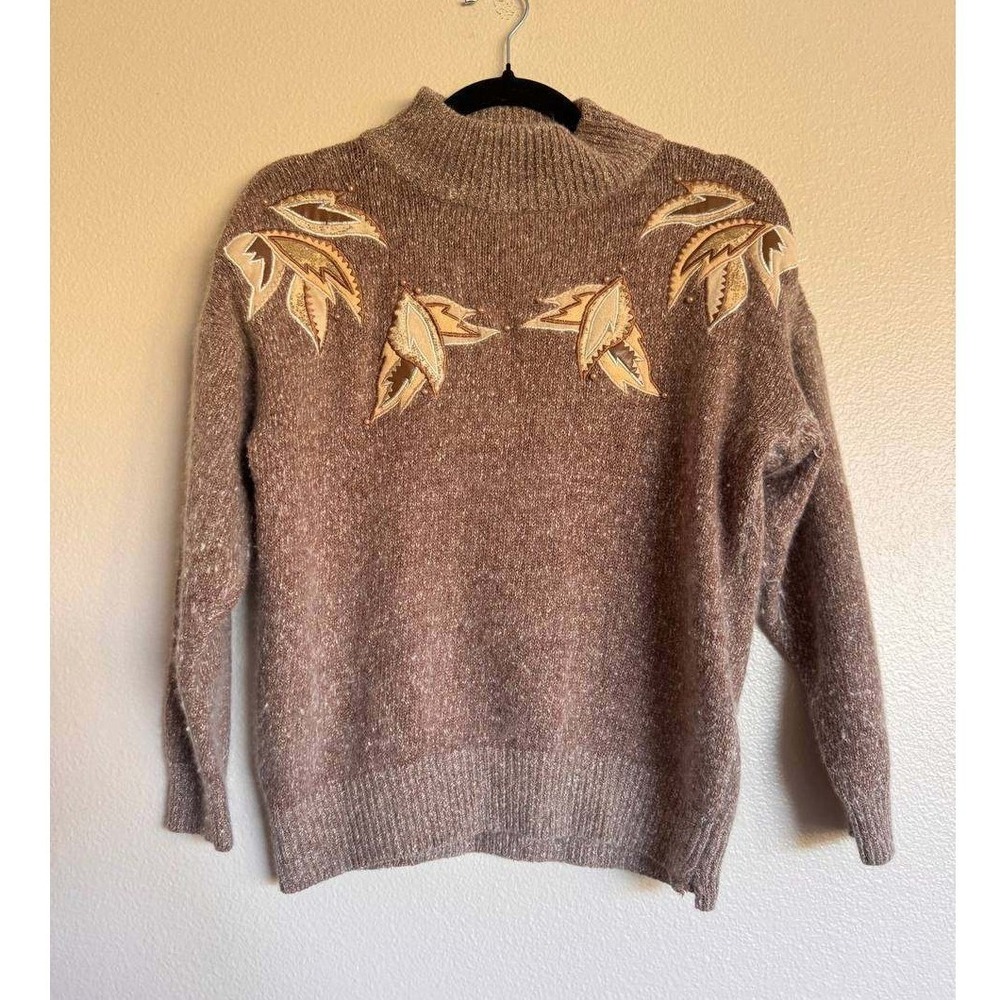 Vintage Private Party Silk Angora Sweater L Beaded Cottagecore Boho Preppy Y2K